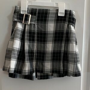 Justice Stylish Plaid Mini Skirt in Black and White Shorts underneath
